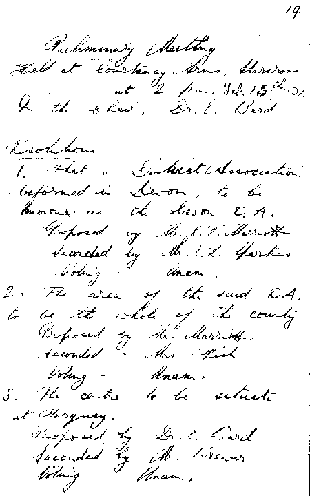 Minutes of the first meeting to form the Devon DA in 1931